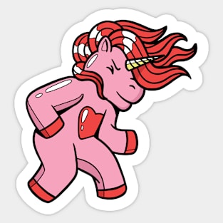 Headbanging Unicorn Rocking Out Pink Sticker